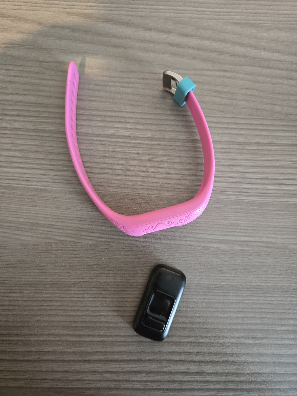 garmin Pink Silicone Tracker Band with Teal Loop and Black Pod